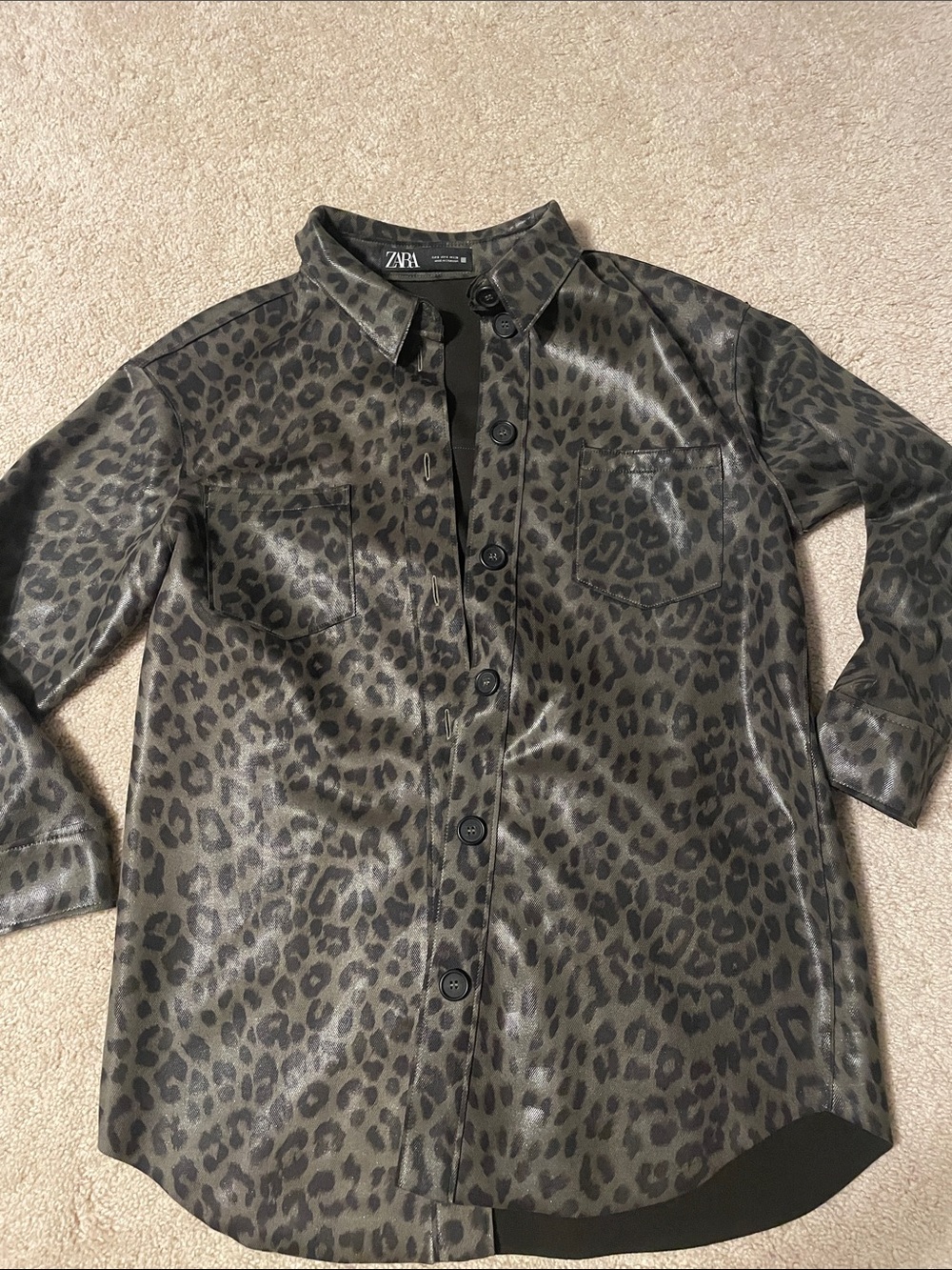 ZARA Leopard Print Button-Down Shirt